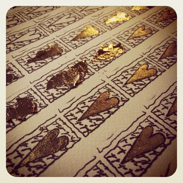 Gold Leaf Hearts for Wedding Invitations