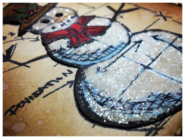 Tim Holtz Snowman Blueprint Christmas Card