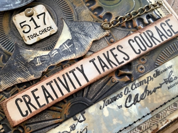 iGirlZoe: Tim Holtz, 3D texture fades, dapper stamps, inventor stamps, distress crayons, distress paint, idea-ology design tape, distress collage medium, crackle texture paste, sizzix, stampers anonymous, ranger ink, idea-ology, mixed media