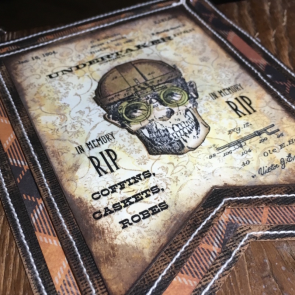 iGirlZoe: Tim Holtz, stampers anonymous. idea-ology, distress oxide, mixed media, halloween, skull, banner