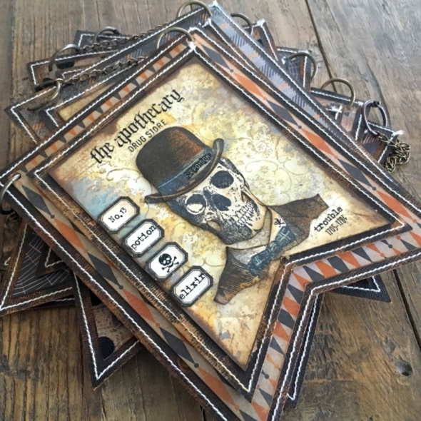 iGirlZoe: Tim Holtz, stampers anonymous. idea-ology, distress oxide, mixed media, halloween, skull, banner