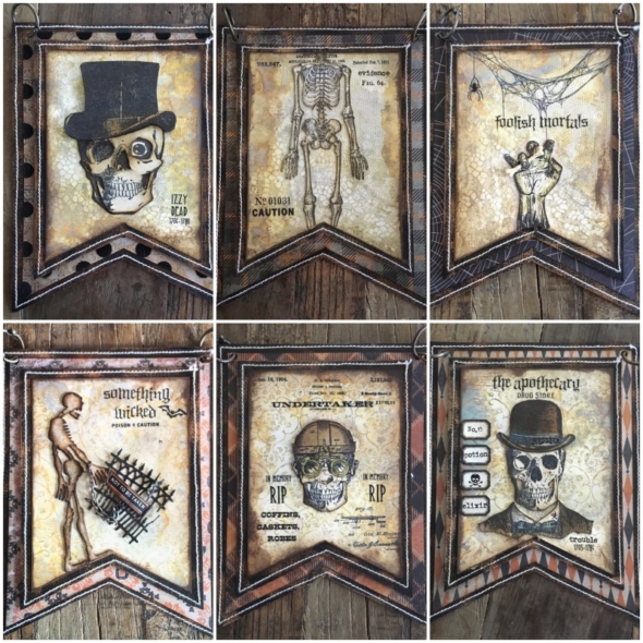 iGirlZoe: Tim Holtz, stampers anonymous. idea-ology, distress oxide, mixed media, halloween, skull, banner