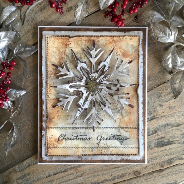 iGirlZoe: Tim Holtz, sizzix, ice flake bigz die, stampers anonymous, music and advert stamps, ornate trims, idea-ology, gumdrop, metallic kraft stock, holidays, christmas card