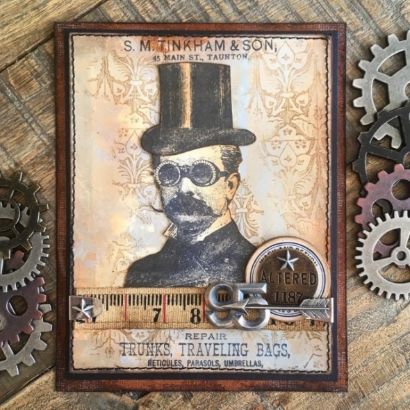 iGirlZoe: Tim Holtz, stampers anonymous, the professor, inventor, mail art, stamps, ideaology, steampunk, stamps, mixed media, card