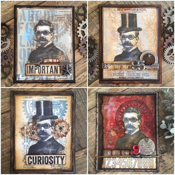 iGirlZoe: Tim Holtz, stampers anonymous, the professor, inventor, mail art, stamps, ideaology, steampunk, stamps, mixed media, card