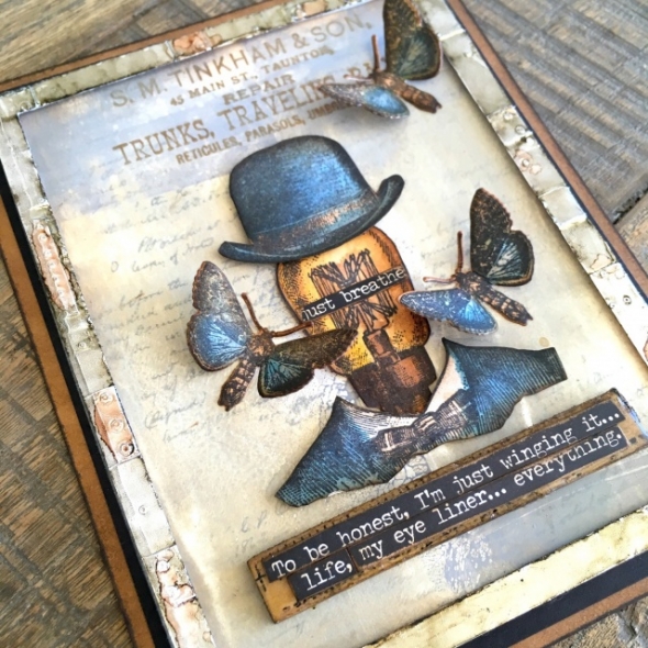 iGirlZoe: Tim Holtz, stampers anonymous, distinguished stamps, ideaology, steampunk, dapper, entomology, stamps, mixed media, card