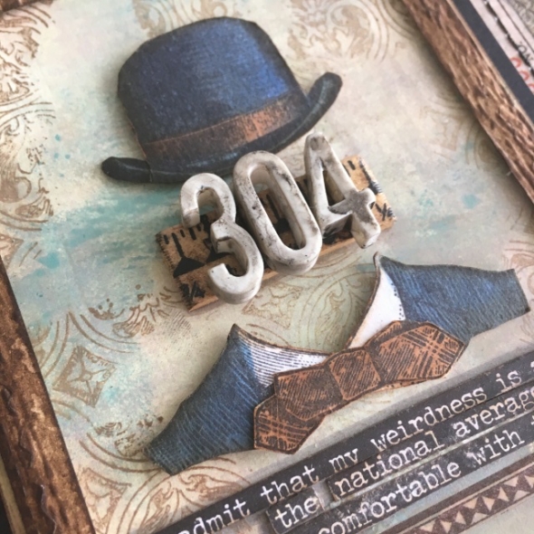 iGirlZoe: Tim Holtz, stampers anonymous, distinguished stamps, ideaology, steampunk, dapper, stamps, mixed media, gel press, card