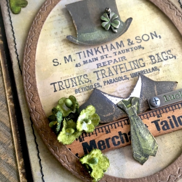 iGirlZoe: Tim Holtz, stampers anonymous, distinguished stamps, ideaology, st patricks day, dapper, stamps, mixed media, gel press, card