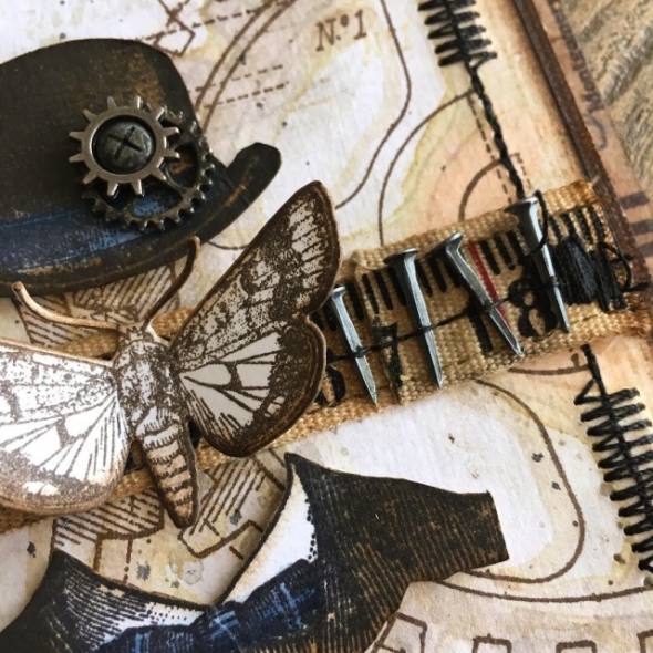iGirlZoe: Tim Holtz, stampers anonymous, distinguished stamps, ideaology, entomology, dapper, stamps, mixed media, card