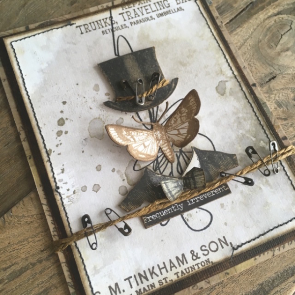 iGirlZoe: Tim Holtz, stampers anonymous, distinguished stamps, ideaology, entomology, mixed marks, stamps, mixed media, card