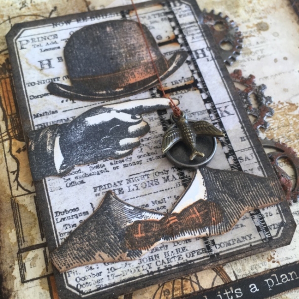 iGirlZoe: Tim Holtz, stampers anonymous, distinguished stamps, fragments stamps, inventor 7 stamps, ideaology, assemblage gears, stamps, mixed media, card
