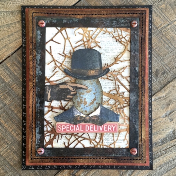 iGirlZoe: Tim Holtz, stampers anonymous, distinguished stamps, bird feather stamps, ideaology, stamps, mixed media, card