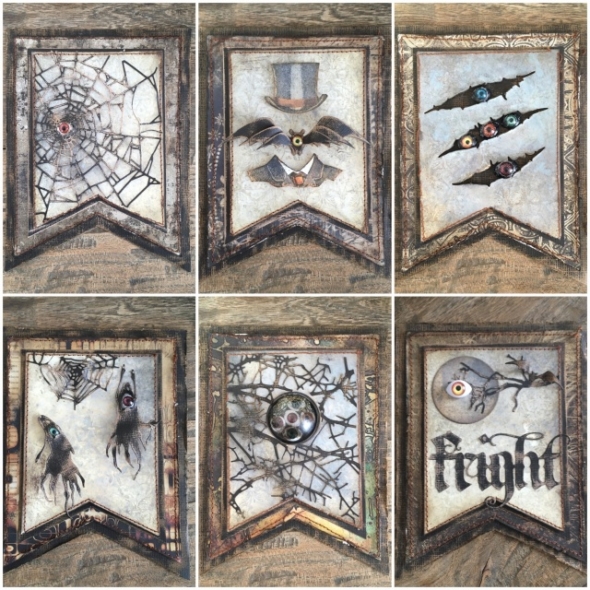 iGirlZoe: Tim Holtz blackout abandoned idea-ology creepy eyes sizzix ghost town cobweb bat crazy claw marks frightful things stampers anonymous distinguished fragments banner