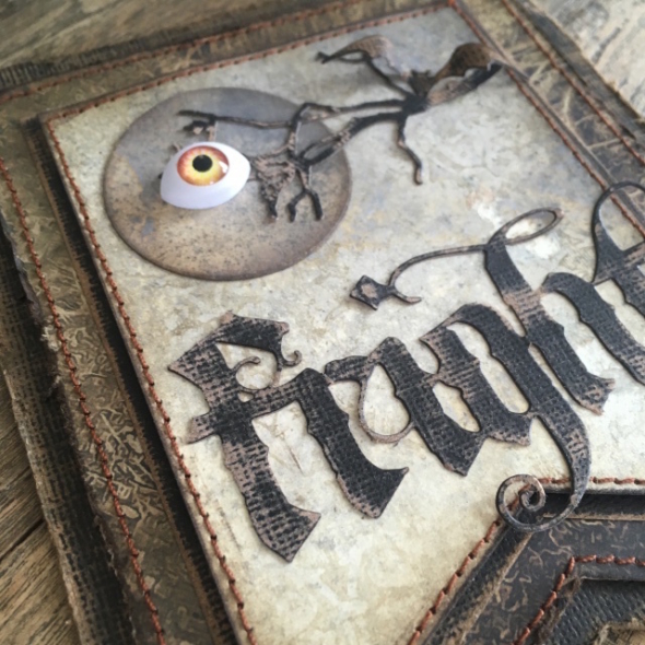 iGirlZoe: Tim Holtz blackout abandoned idea-ology creepy eyes sizzix ghost town cobweb bat crazy claw marks frightful things stampers anonymous distinguished fragments banner