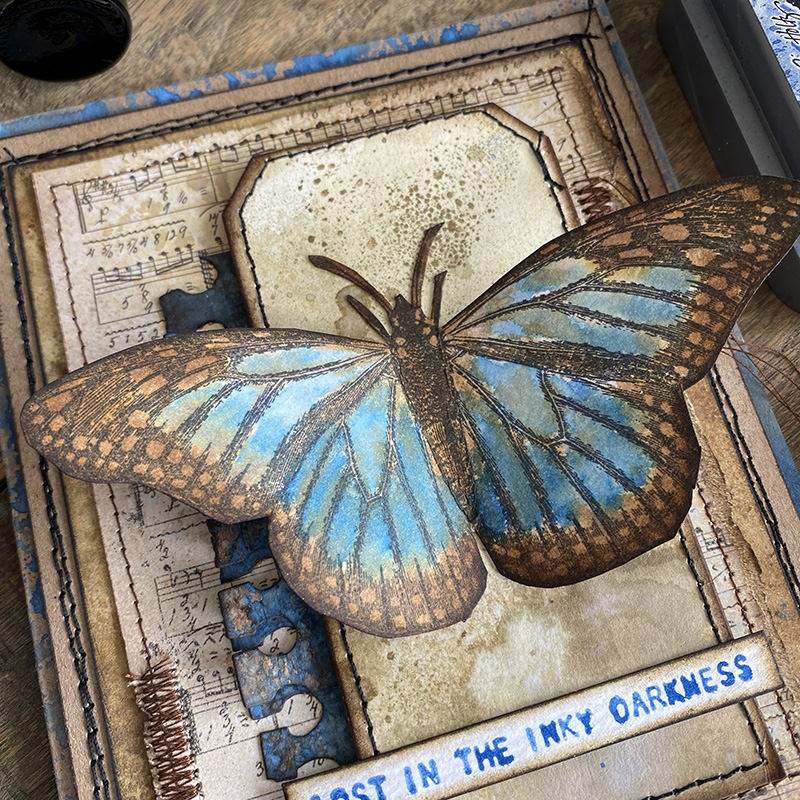 Vintage Butterfly Card with Tim Holtz Distress Inks & Stamps