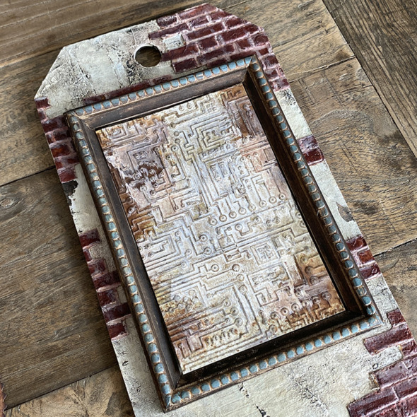 igirlzoe: tim holtz sizzix brickwork 3D embossing folder perspective moth switchlit seal